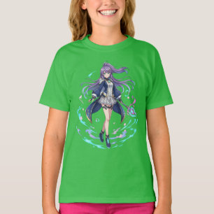 Dynamisches Anime-Held Mädchen Lila Fantasy Kids' T-Shirt
