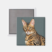 Dynamisches Bengalisches Katapportrait mit markant Magnet (Vorderseite/Rückseite)