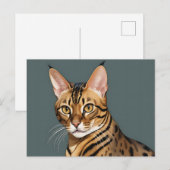 Dynamisches Bengalisches Katapportrait mit markant Postkarte (Vorne/Hinten)
