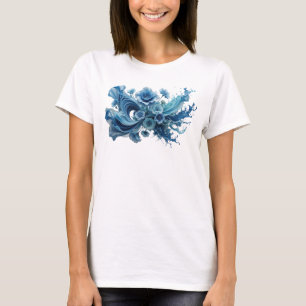 Dynamisches Blau ABSTRACT ART Künstlerisches Motiv T-Shirt