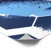 Dynamisches blaues hexagonales Design Poster (Ecke)