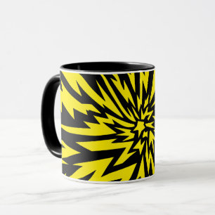 Dynamisches Blitzdesign in Gelb und Schwarz Tasse