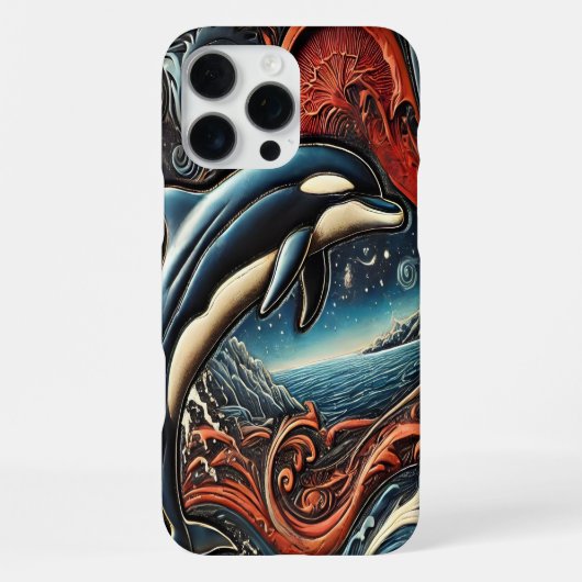Dynamisches Delfin-Kunstwerk iPhone Hülle (Rückseite)