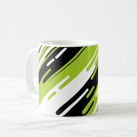 Dynamisches diagonales gestreiftes abstraktes Desi Kaffeetasse (Vorderseite Links)