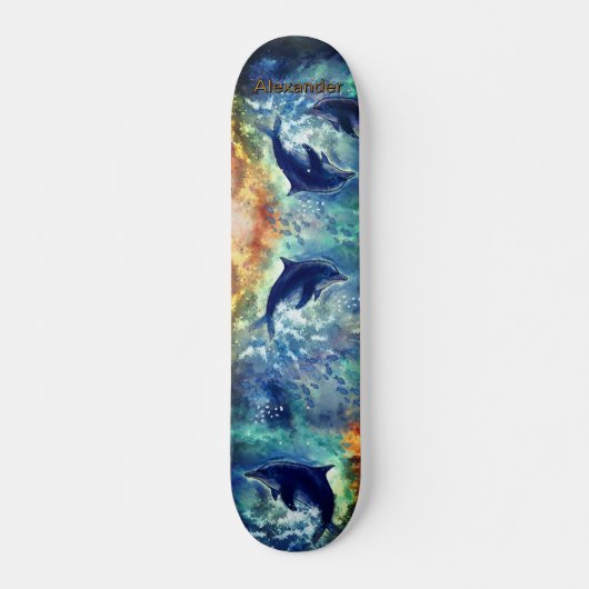 Dynamisches Dolphin Ocean Wave Painted Skateboard (Vorne)