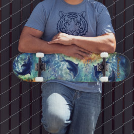 Dynamisches Dolphin Ocean Wave Painted Skateboard