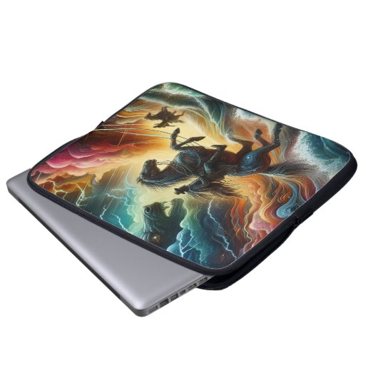 Dynamisches Duo: Stormy Horseback Adventure Laptopschutzhülle (Vorne Knopf)