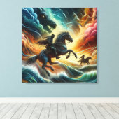 Dynamisches Duo: Stormy Horseback Adventure Leinwanddruck (Insitu (Holzboden))