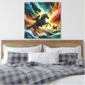 Dynamisches Duo: Stormy Horseback Adventure Leinwanddruck (Insitu (Schlafzimmer))
