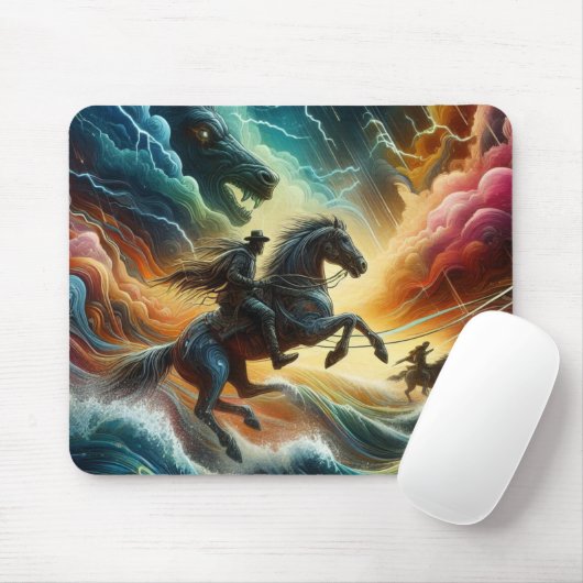 Dynamisches Duo: Stormy Horseback Adventure Mousepad (Mit Mouse)