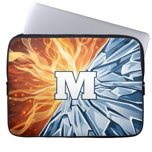 Dynamisches Feuer- und Eis-Element Laptopschutzhülle (Vorderseite)