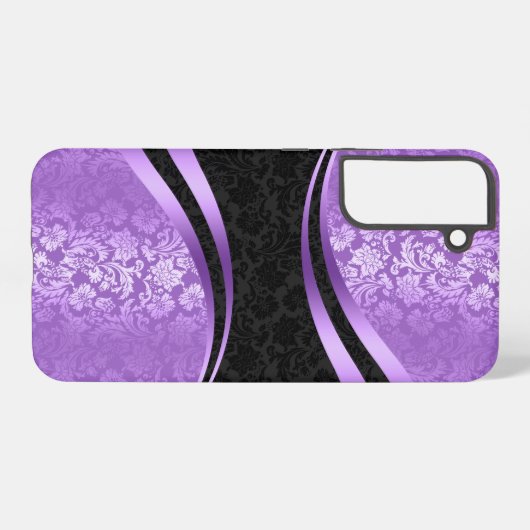 Dynamisches geometrisches Design in lila und schwa Samsung Galaxy Hülle (Rückseite (Horizontal))