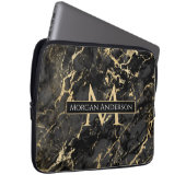 Dynamisches Gold & schwarzer Marmor, DIY-Monogramm Laptopschutzhülle (Vorne Rechts)