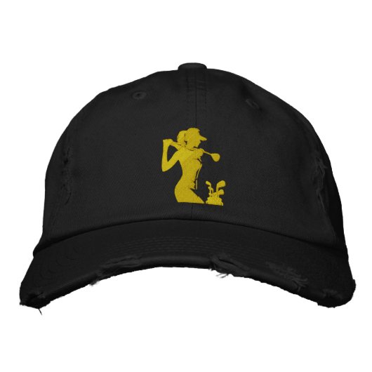 Dynamisches Golfer Mid Swing Fett Design Bestickte Baseballkappe (Vorderseite)