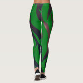 Dynamisches grün-schwarzes Motiv Leggings (Rückseite)