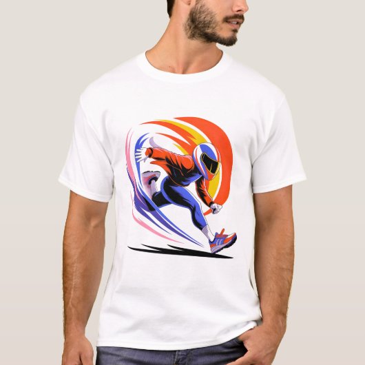 Dynamisches Helmläufer-Sprint-Wirbel-T-Shirt T-Shirt (Vorderseite)