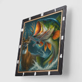 Dynamisches Hirsch und Bass Quadratische Wanduhr (Winkel)