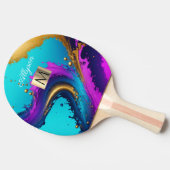 Dynamisches Liquid Abstrakt, Name und Monogramm Tischtennis Schläger (Seitenansicht)