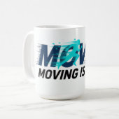 Dynamisches Logo mit Läufer-Silhouette und Text Mo Kaffeetasse (Vorderseite Links)