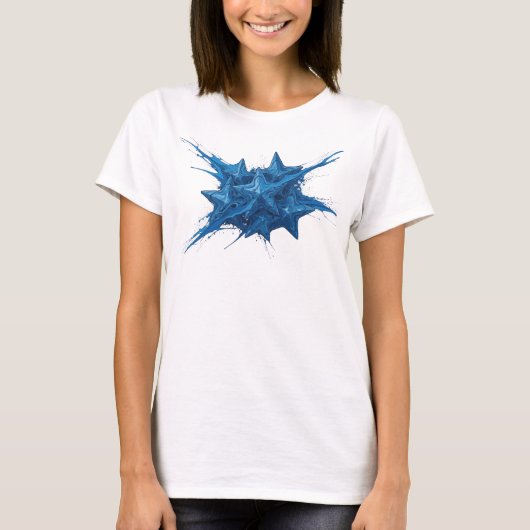 Dynamisches Marine-Abstrakt-Sterne-Statement-Desig T-Shirt (Vorderseite)