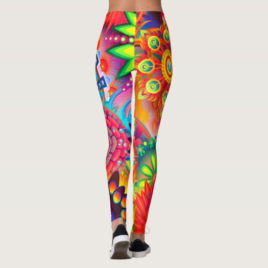 Dynamisches Mode-Fraktal farbenfroh Leggings (Rückseite)