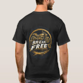 Dynamisches Motorrad mit fett Typografie T-Shirt (Rückseite)