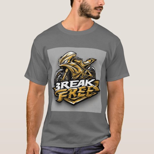 Dynamisches Motorrad mit fett Typografie T-Shirt (Vorderseite)