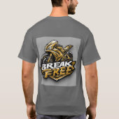 Dynamisches Motorrad mit fett Typografie T-Shirt (Rückseite)