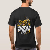 Dynamisches Motorrad mit fett Typografie T-Shirt (Rückseite)