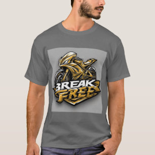 Dynamisches Motorrad mit kühner Typografie T-Shirt