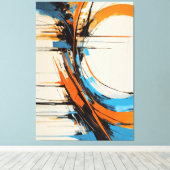 Dynamisches Orange Blau Abstrakt Expressionismus K Leinwanddruck (Insitu (Holzboden))