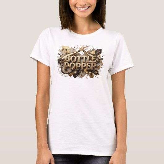 Dynamisches Orange BOTTLE POPPER T-Shirt (Vorderseite)
