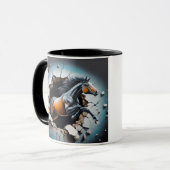 "Dynamisches Pferd durch Mauer brechen - 3D-Tasse Tasse (Vorderseite Links)
