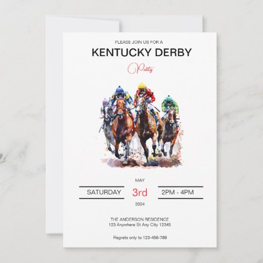 Dynamisches Pferd Kentucky Derby Einladung (Vorderseite)
