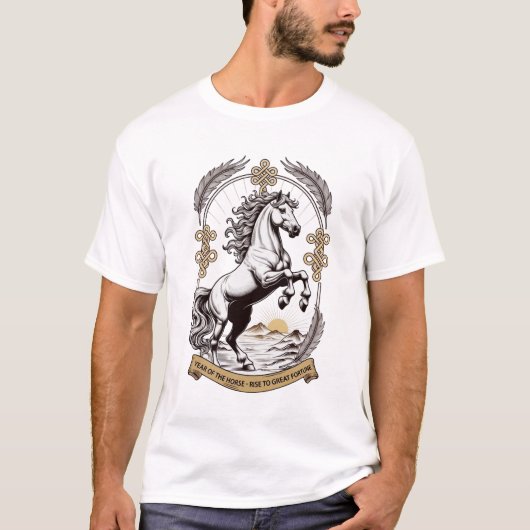 Dynamisches Pferde-Emblem, Chinesisches Neujahrsge T-Shirt (Vorderseite)