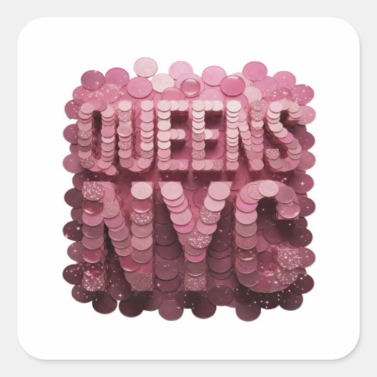 Dynamisches Pink QUEENS NYC Sticker Design (Vorderseite)