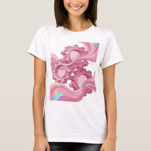 Dynamisches Rosa GETRIEBE UND FLIEßENDE WELLEN Mod T-Shirt