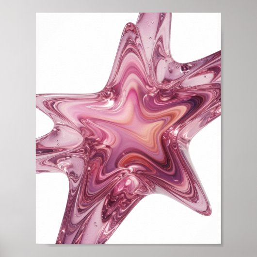 Dynamisches Rosa GLAS STERN Fettes Design Poster (Vorne)