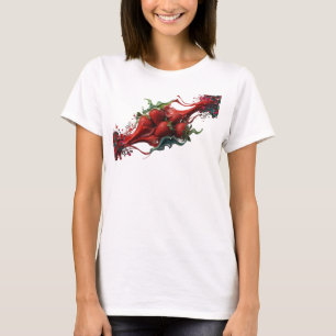 Dynamisches rotes abstraktes Erdbeeren-Trend-T-Shi T-Shirt