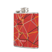 Dynamisches rotes abstraktes geometrisches Monogra Flachmann (Links)