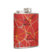 Dynamisches rotes abstraktes geometrisches Monogra Flachmann (Rechts)