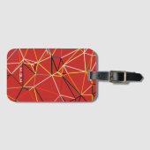 Dynamisches rotes abstraktes geometrisches Monogra Gepäckanhänger (Vorderseite (Horizontal))