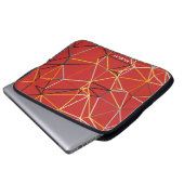 Dynamisches rotes abstraktes geometrisches Monogra Laptopschutzhülle (Vorne Knopf)