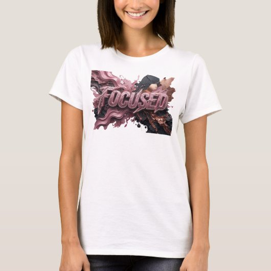 Dynamisches rotes FOCUSED Statement T-Shirt (Vorderseite)