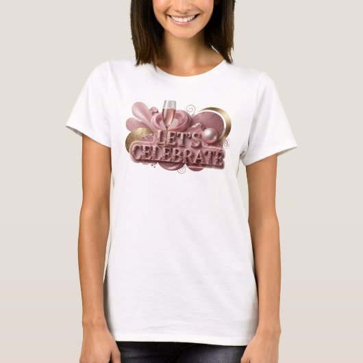 Dynamisches rotes LET'S CELEBRATE T-Shirt (Vorderseite)