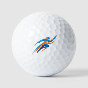 Dynamisches Runner-Logo Blau Orange Geschwindigkei Golfball