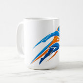 Dynamisches Runner-Logo Blau Orange Geschwindigkei Kaffeetasse (Vorderseite Links)