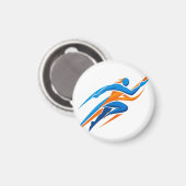 Dynamisches Runner-Logo Blau Orange Geschwindigkei Magnet (Vorderseite/Rückseite)
