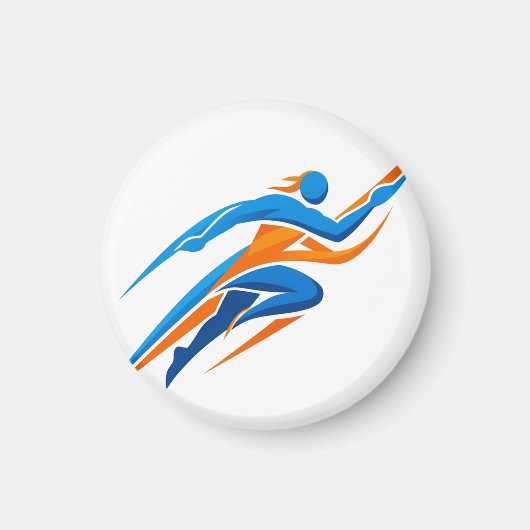 Dynamisches Runner-Logo Blau Orange Geschwindigkei Magnet (Vorne)