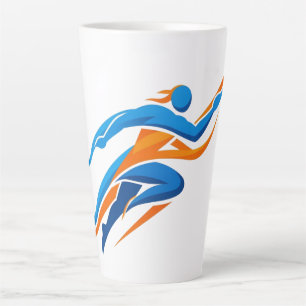 Dynamisches Runner-Logo Blau Orange Geschwindigkei Milchtasse